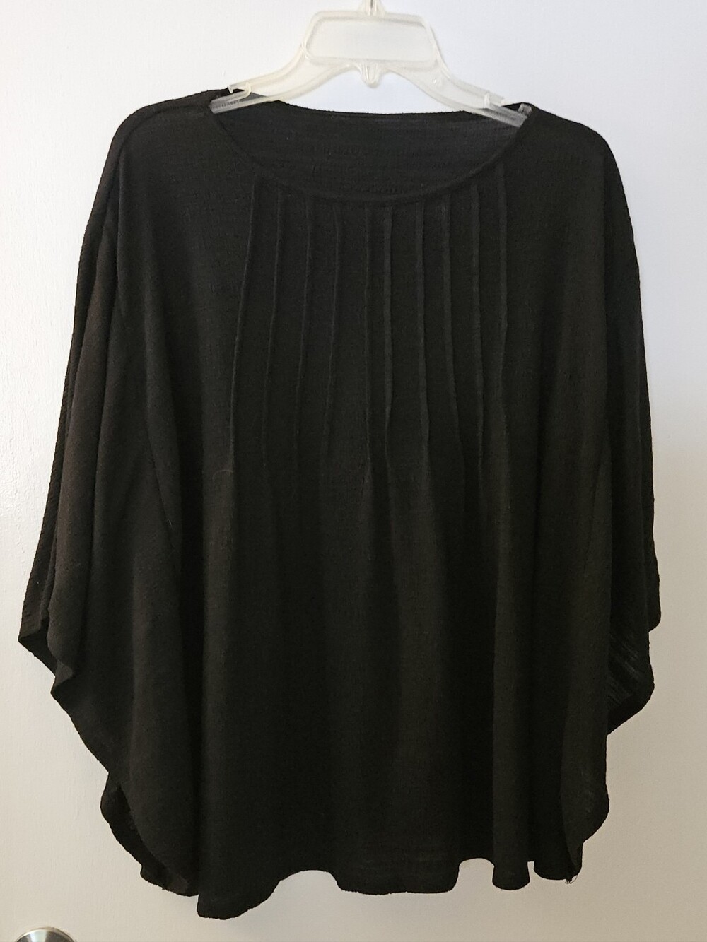Lane Bryant Black Knit Poncho Top with Pintuck Detail